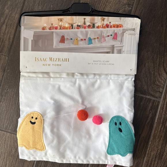 NWT Isaac Mizrahi Halloween Mantel Scarf Ghosts Holiday Fireplace Decor 84x19.5" - Picture 1 of 6